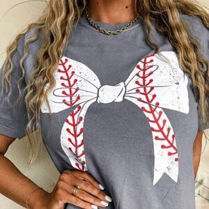Baseball Bow Rolled Sleeve T-Shirt